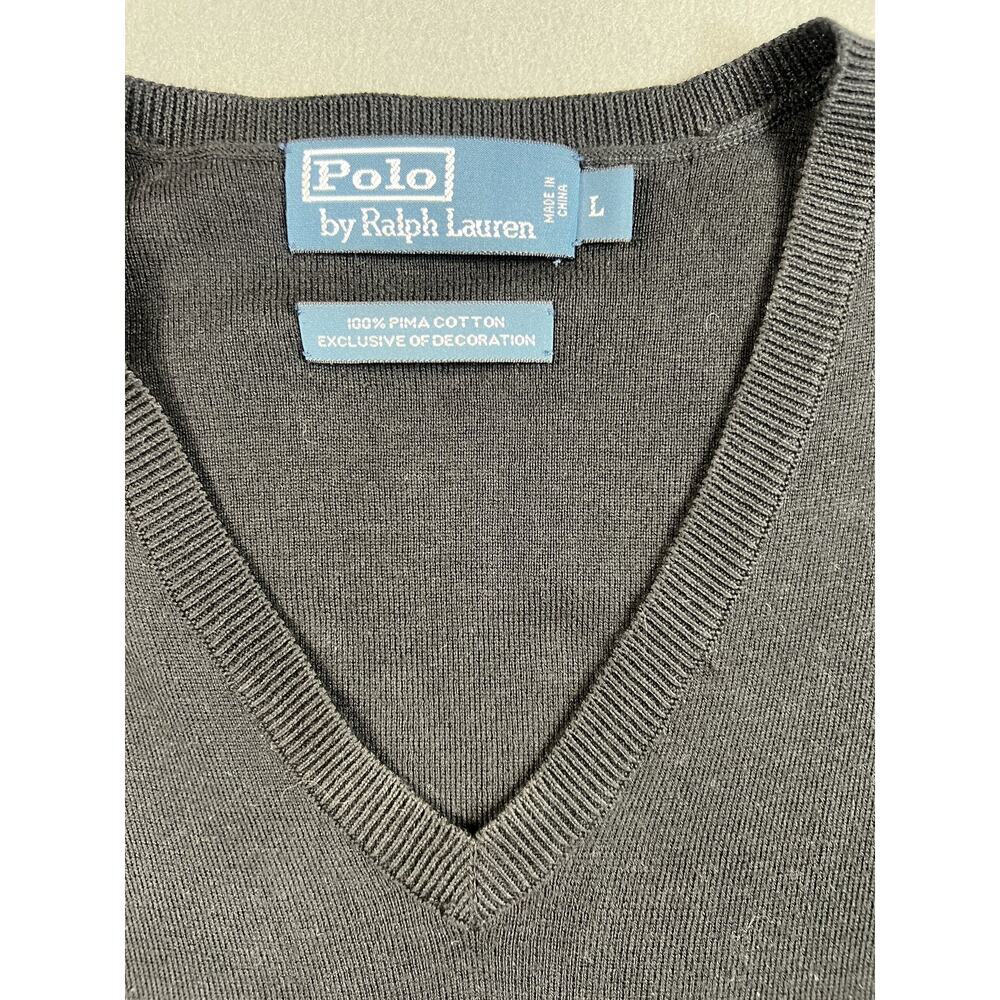 Polo Ralph Lauren V Neck Pima Cotton Vest Black Pony Logo, Size L